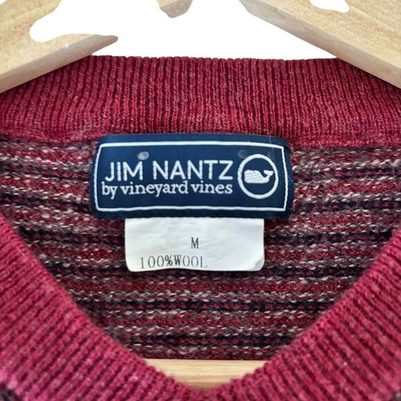 Jim Nantz by Vineyard Vines 100% Merino Wool Waffled Maroon Pullover Sz M - Picture 3 of 8